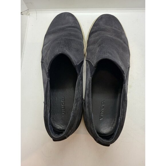 Vince Mens Navy Suede Perforated Leather Loafer Sneaker White Soles US 12M 46 EU - Picture 6 of 9